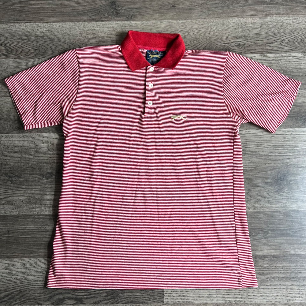 VTG Slazenger Polo Shirt Fits Small Striped Short Sleeve 1980s Made in Hong Kong